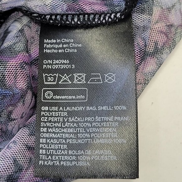 Sheer Purple High Neck Long Sleeve Floral Print Blouse Top Size L - Picture 12 of 13